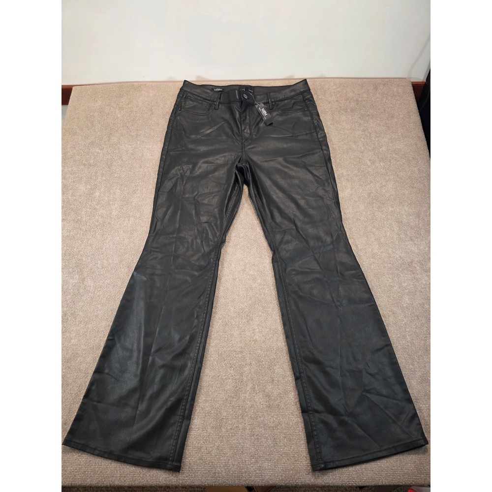 NWT White House Black Market High Rise Slim Boot Coated Black Pant 16R 570350457